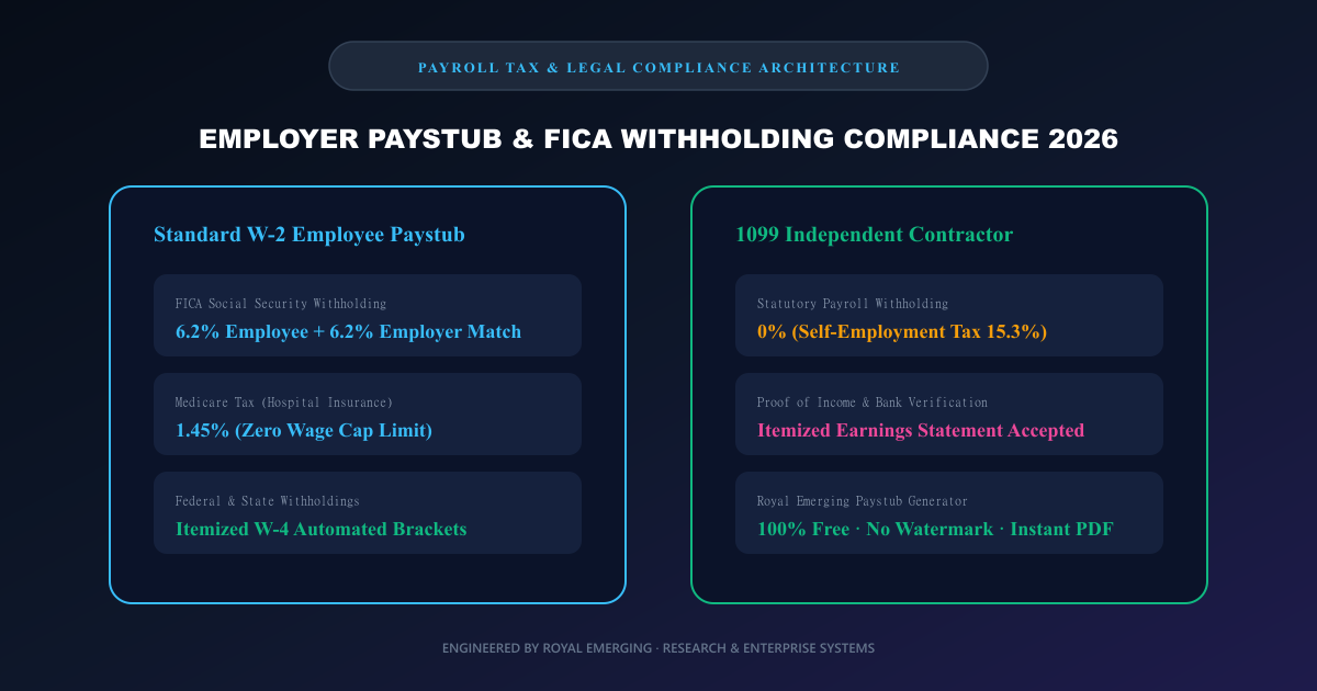 Employer Paystub and FICA Tax Withholding Architecture 2026